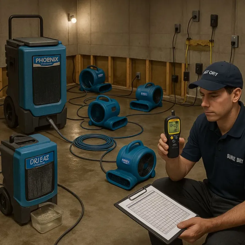 Structural Drying and Dehumidification process in Carrizales, PR